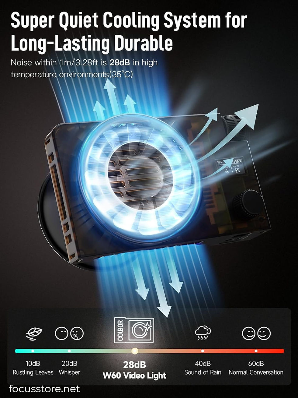 Miniatura: COLBOR Luz de video, 2700K-6500K de bolsillo bicolor, 60W