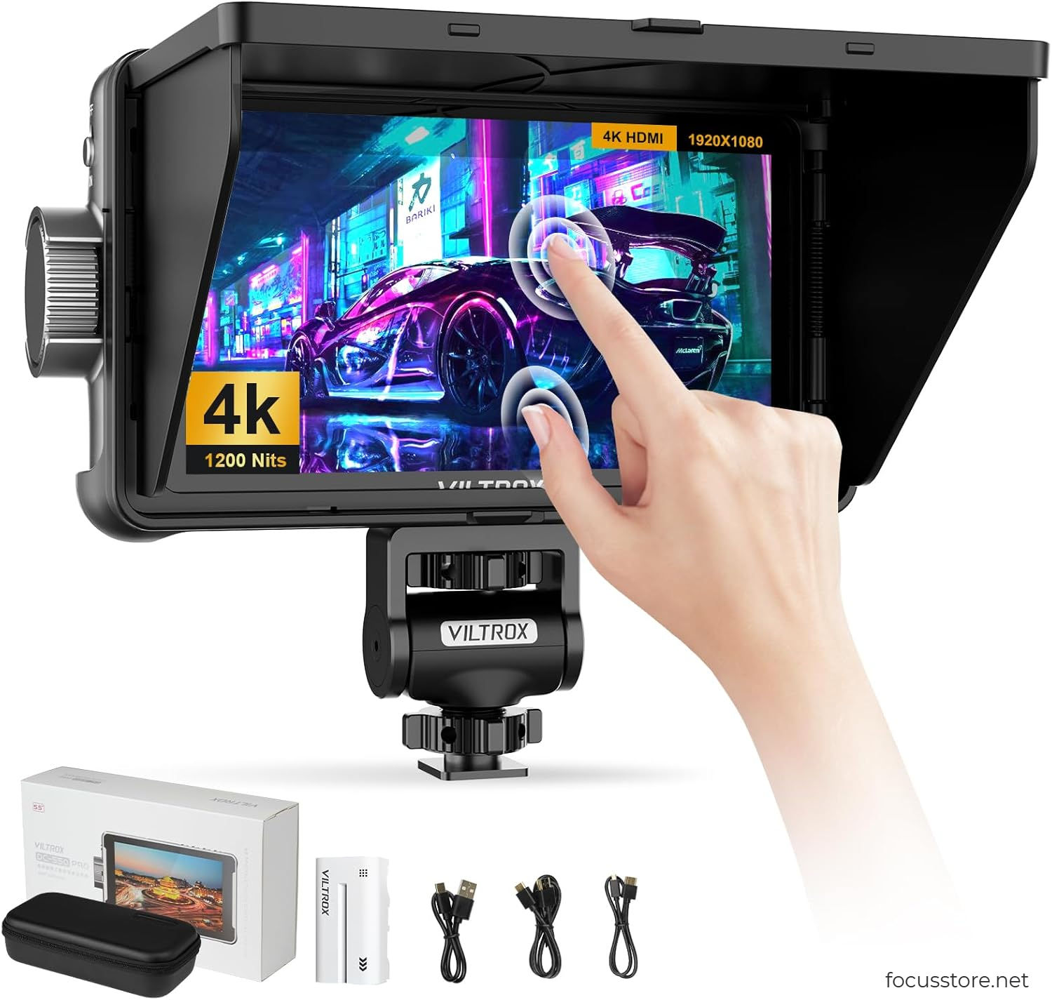 VILTROX DC550 - monitor de cámara HDMI Full HD 5.5 pulg, pantalla táctil de 1200