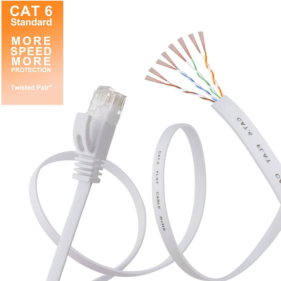 Miniatura: Cable Ethernet Cat 6 blanco plano de 25 pies
