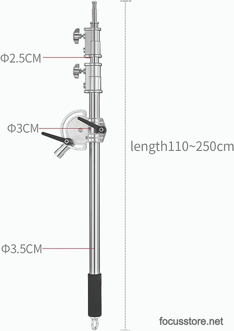 Miniatura: Brazo de extensión de acero inoxidable 1.9m a 2.5m + bolsa de arena