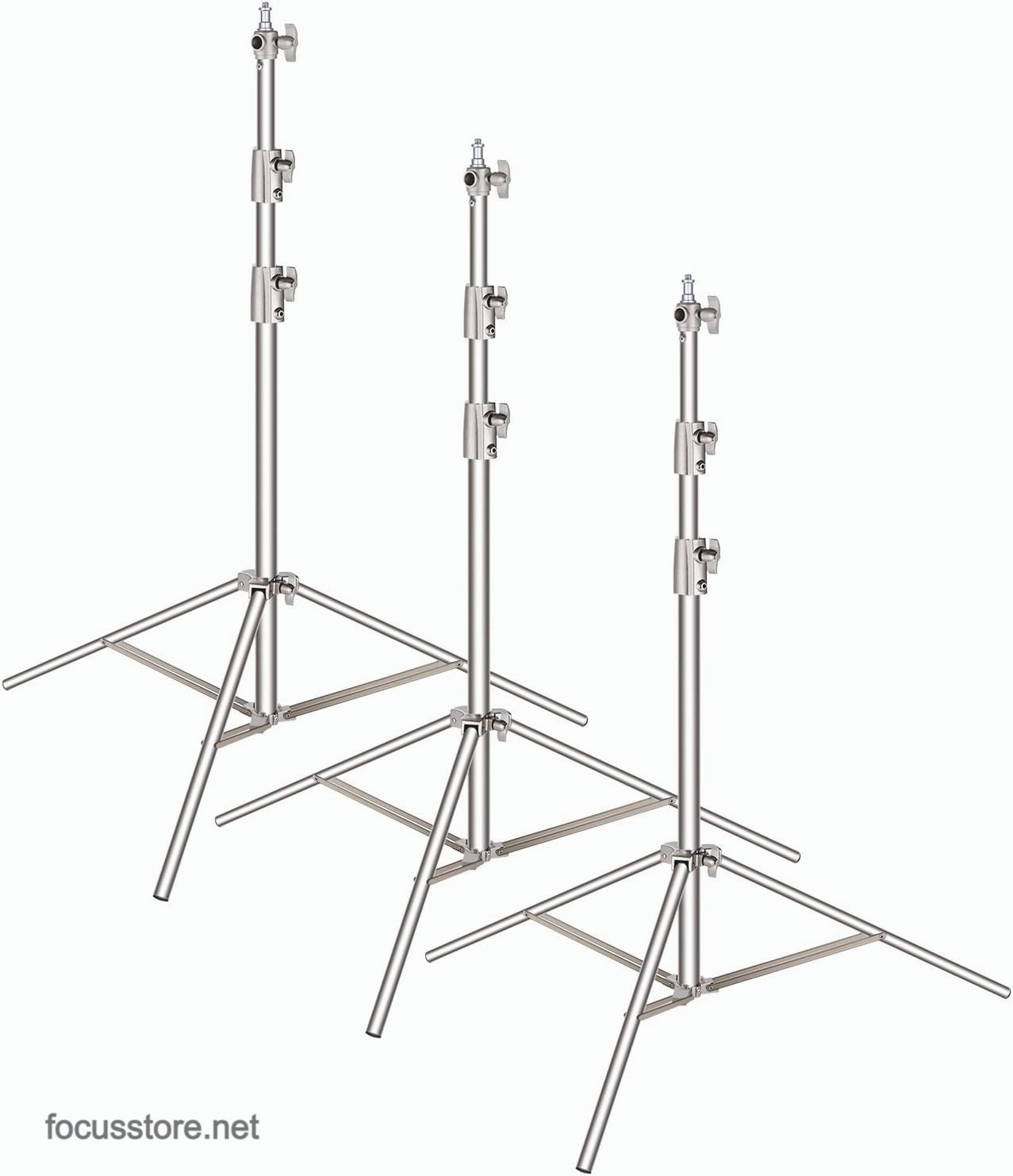 Neewer 3 pack stands de luz acero inoxidable 2.6 mts