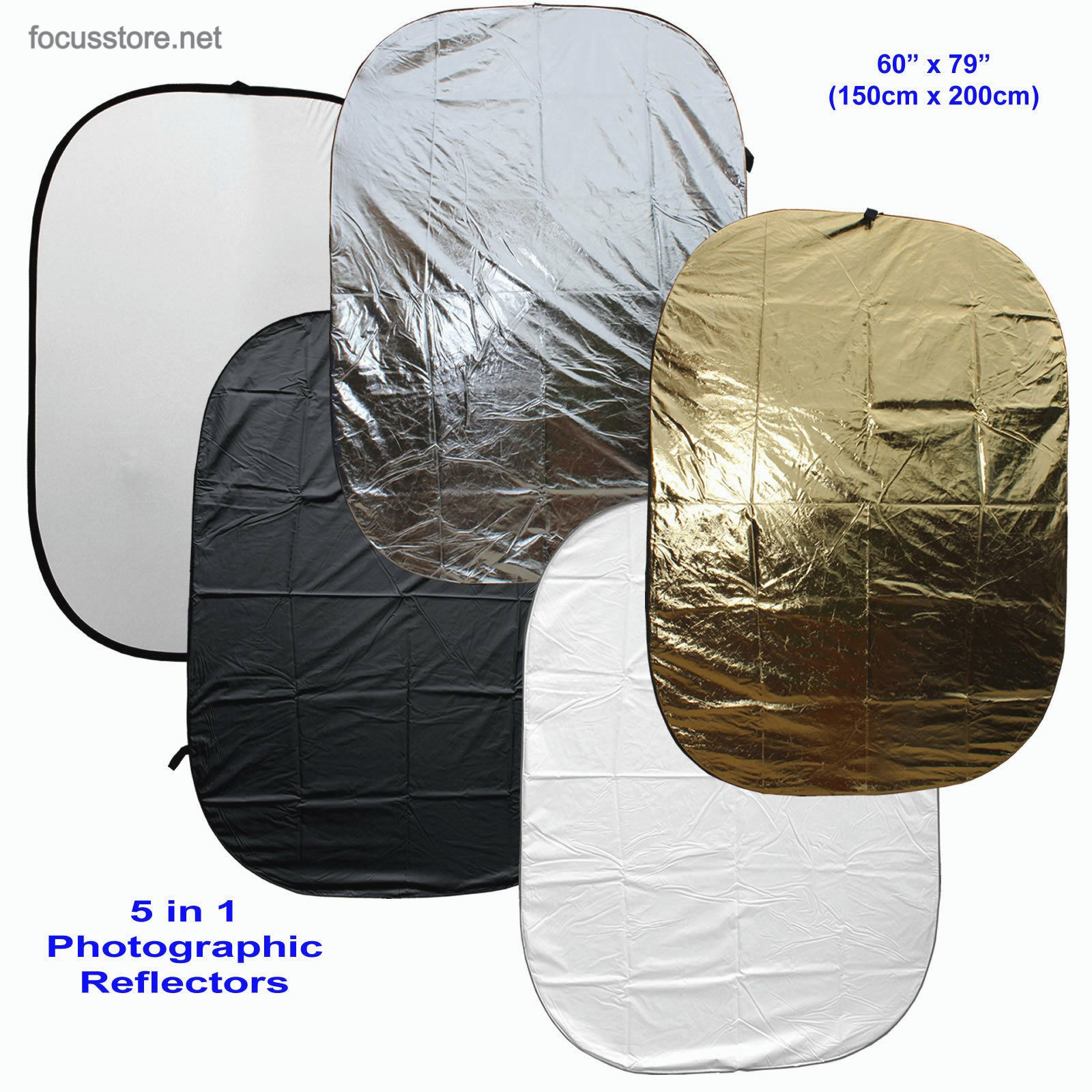 Discos reflectores OVAL plegable 5 en 1 de 150 x 200 cm