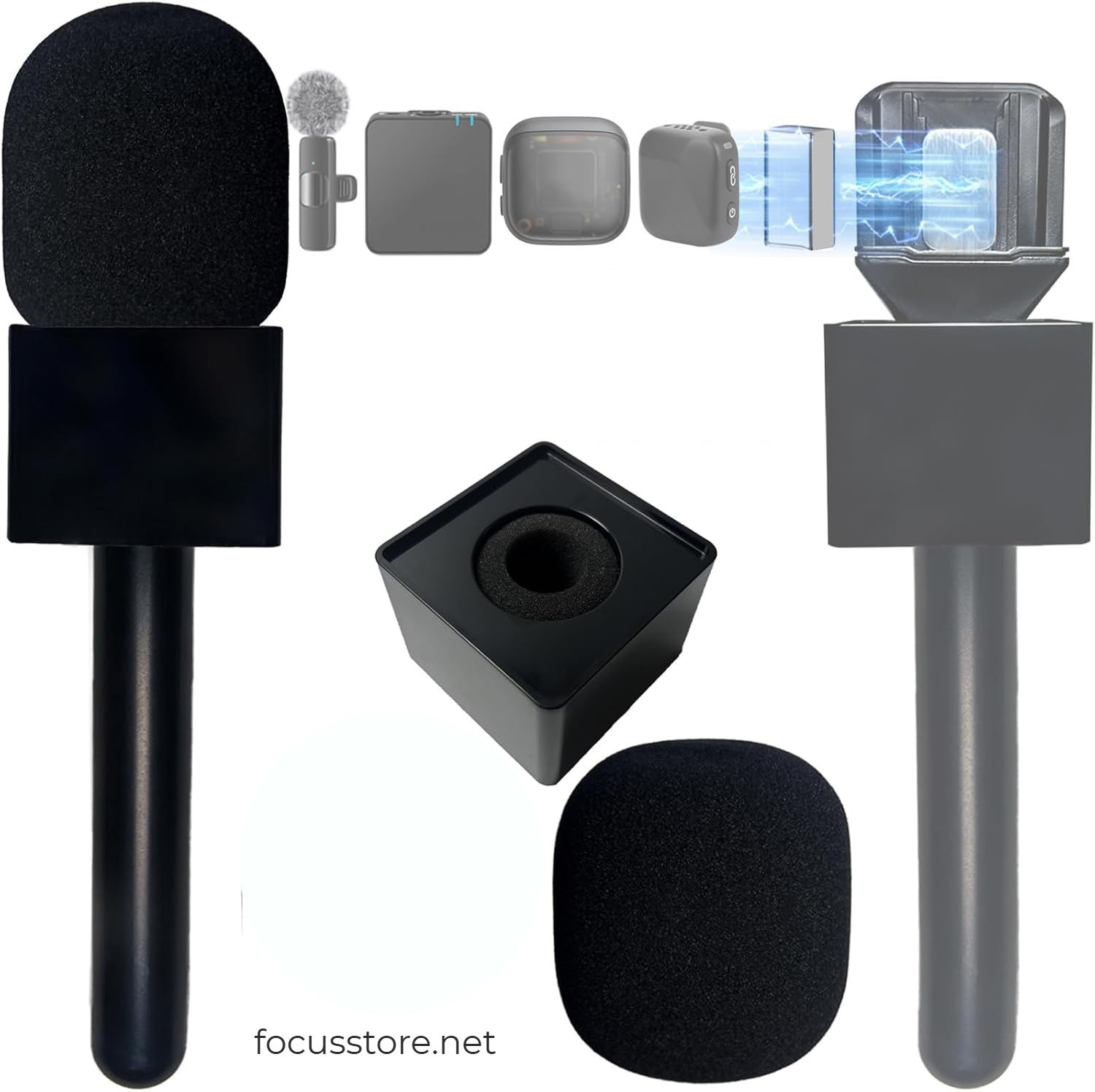 Soporte de micrófono magnético + filtro pop + base cuadrada