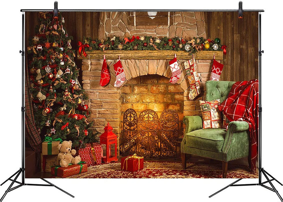 Fondo Navideño 6x3 metros Arbol y chimenea (SDX452)