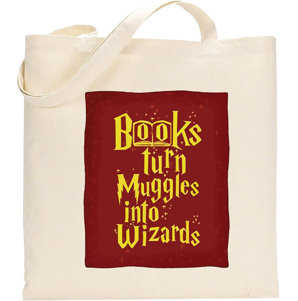 Small Fabric Bag - Books turn muggles into wizards