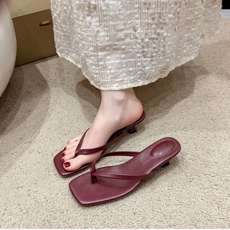 Miniatura: Summer Women Clip Toe Slippers Comfort Low Heel Slides Shoes Ladies Casual Dress