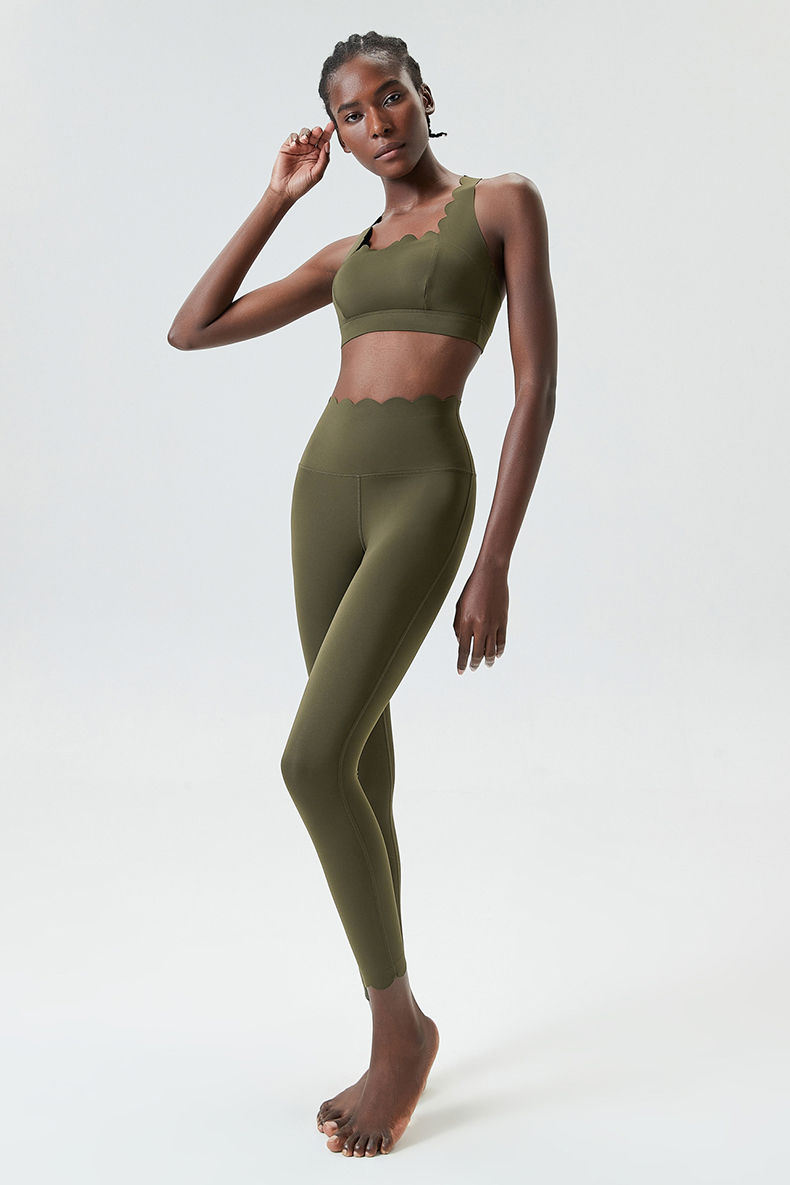 Miniatura: Women Solid Color Gym Suit Two Pieces Fitness Yoga Set Super Streth Slim Fit Run