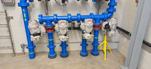 Completed Highland Park Pump Station Piping equipment room with process piping and access systems in Chattanooga, Tennessee.