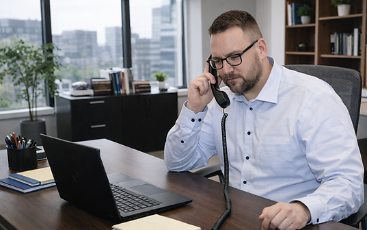 Mark at desk on phone.png