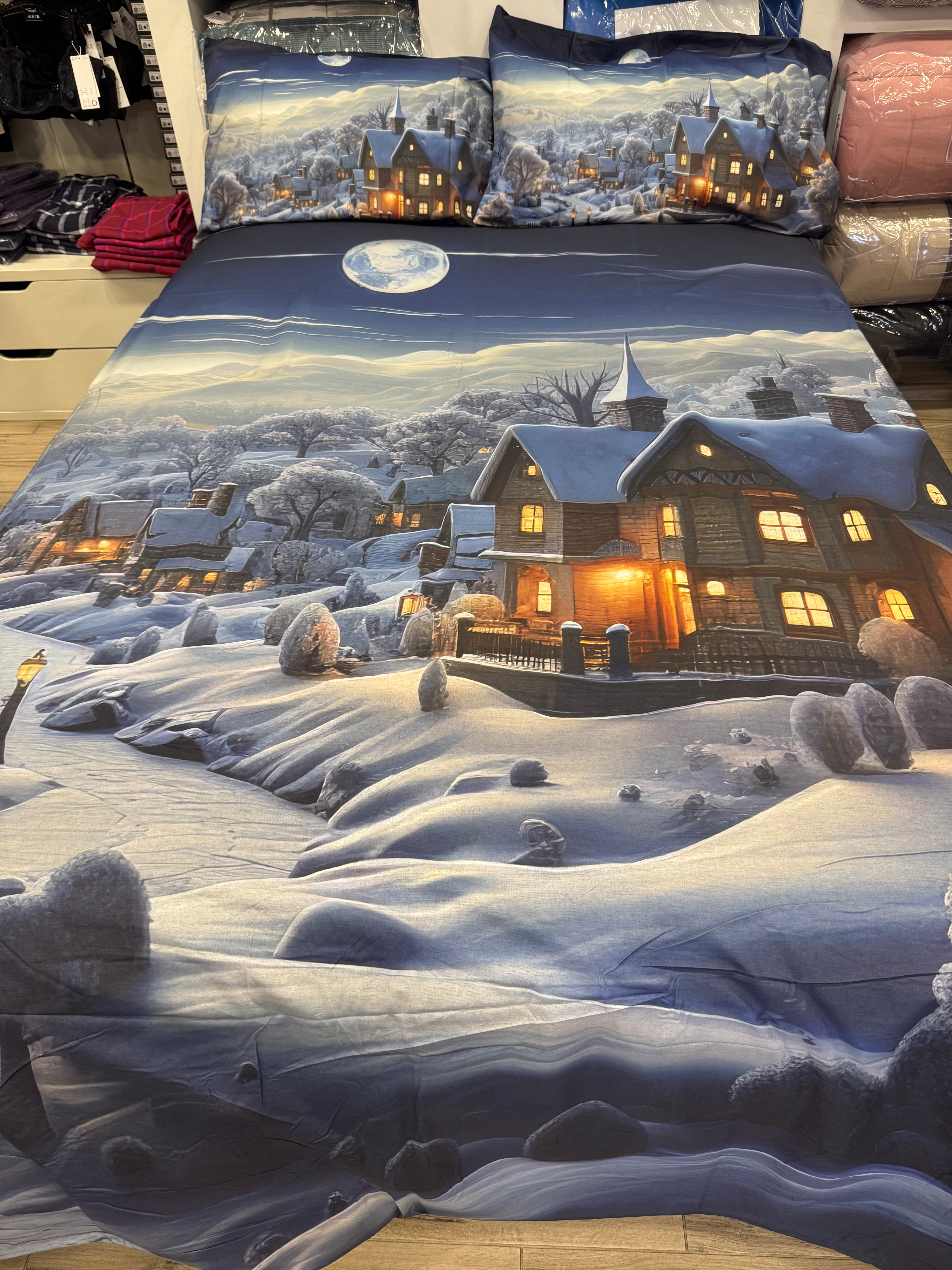 Parure copripiumino matrimoniale stampa digitale Zambaiti dis. Neve