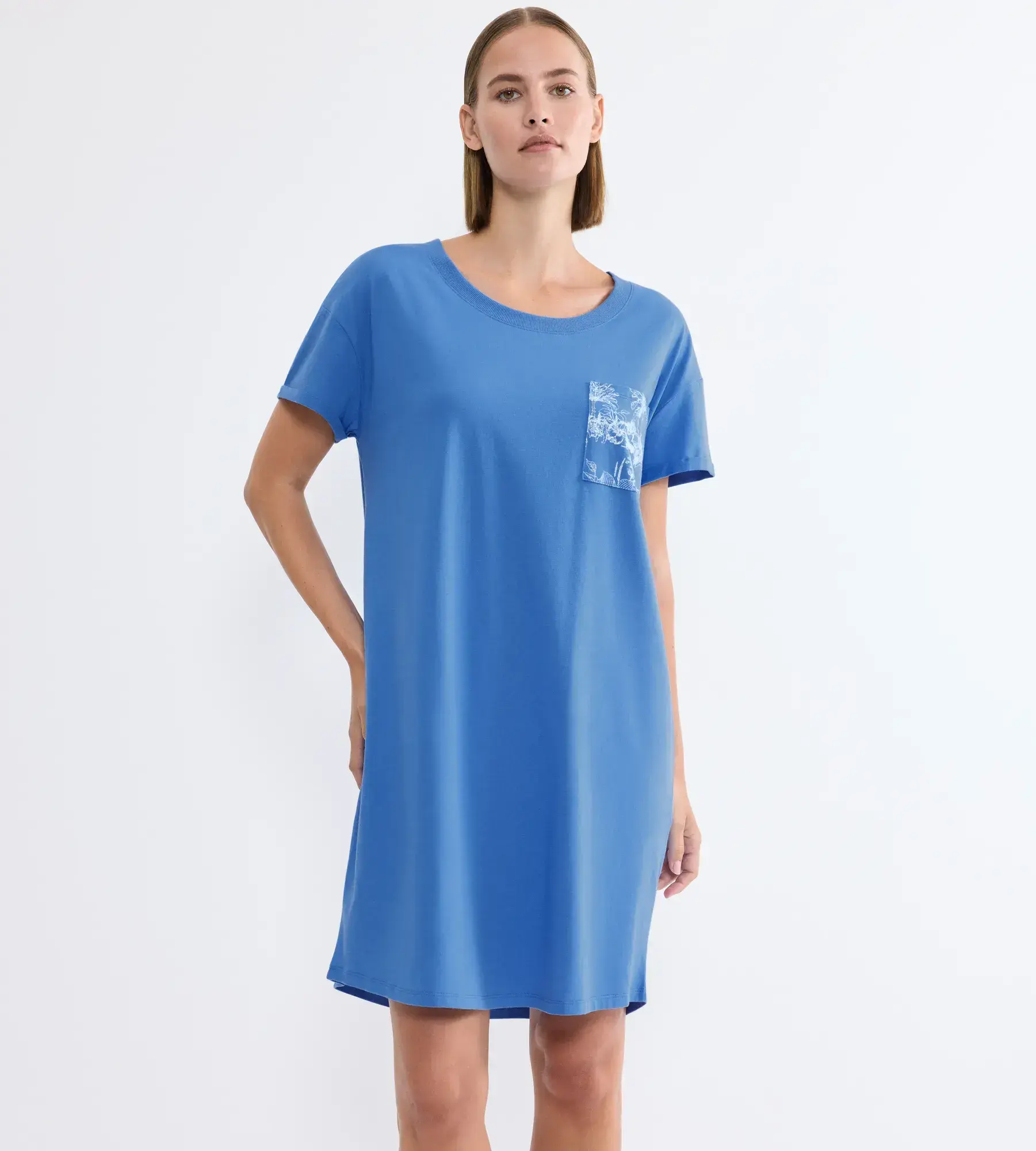 Camicia da notte in cotone manica corta Triumph NDK X02 Colore Ciel