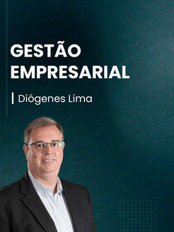 Banner do curso de Gestão Empresarial, com a imagem do professor no canto inferior esquerdo, sorrindo.