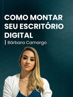 Banner do curso Como Montar Seu Escritório Digital, com a imagem da professora no canto inferior esquerdo, séria.