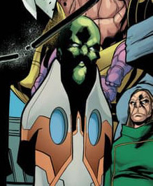 a panel of Sam, bald with white eye and a giant-ass chin
