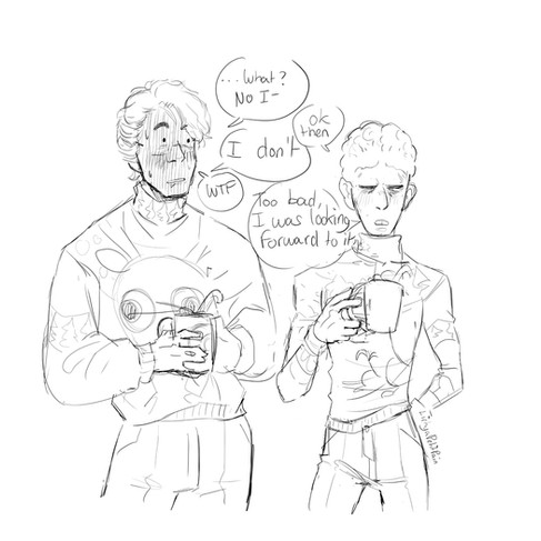 Bruce blushing hard "... What ? No I-", Sam with a disappointed look "ok then", Bruce "I don't, wtf", Sam "too bad, I was looking forward to it"