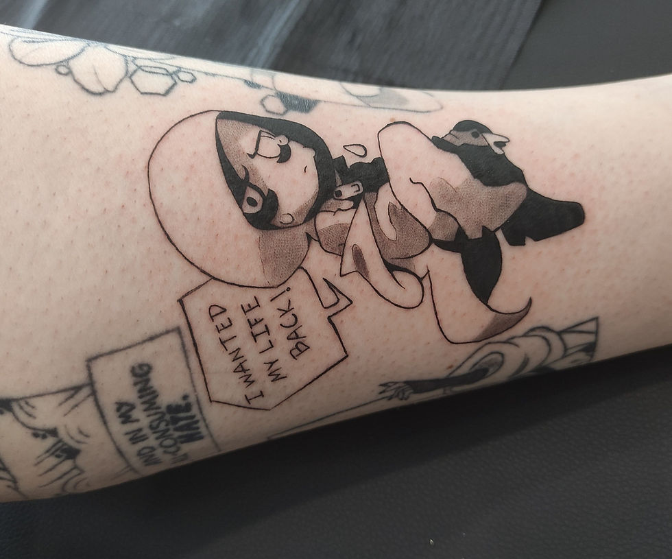 the black and white version tattooed on my leg