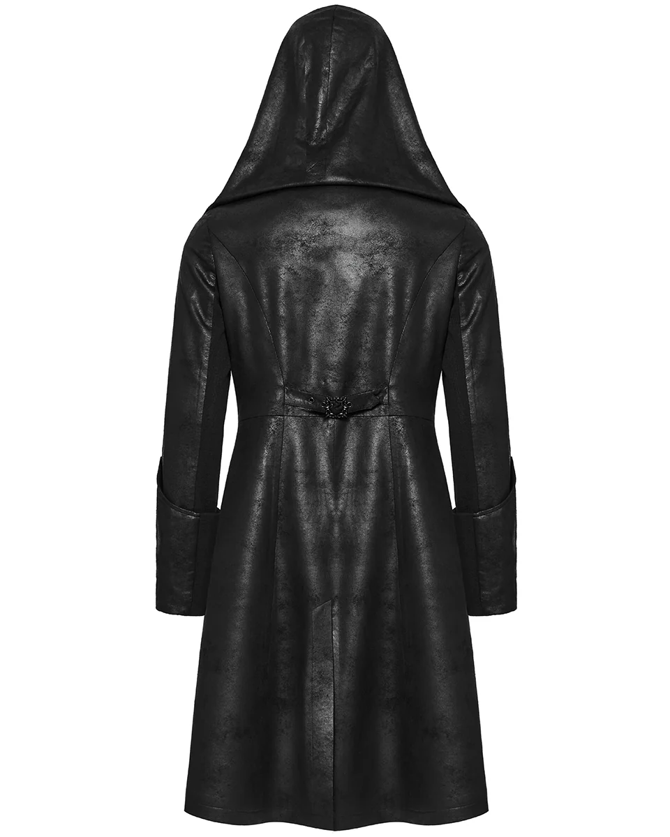 a long hooded black coat exemple