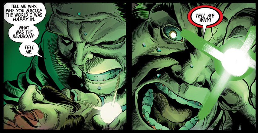 a comics panel of Robert Sterns yelling to his brother "tell me why. Why you broke the world I was happy in. What was the reason? Tell me. TELL ME WHY!"