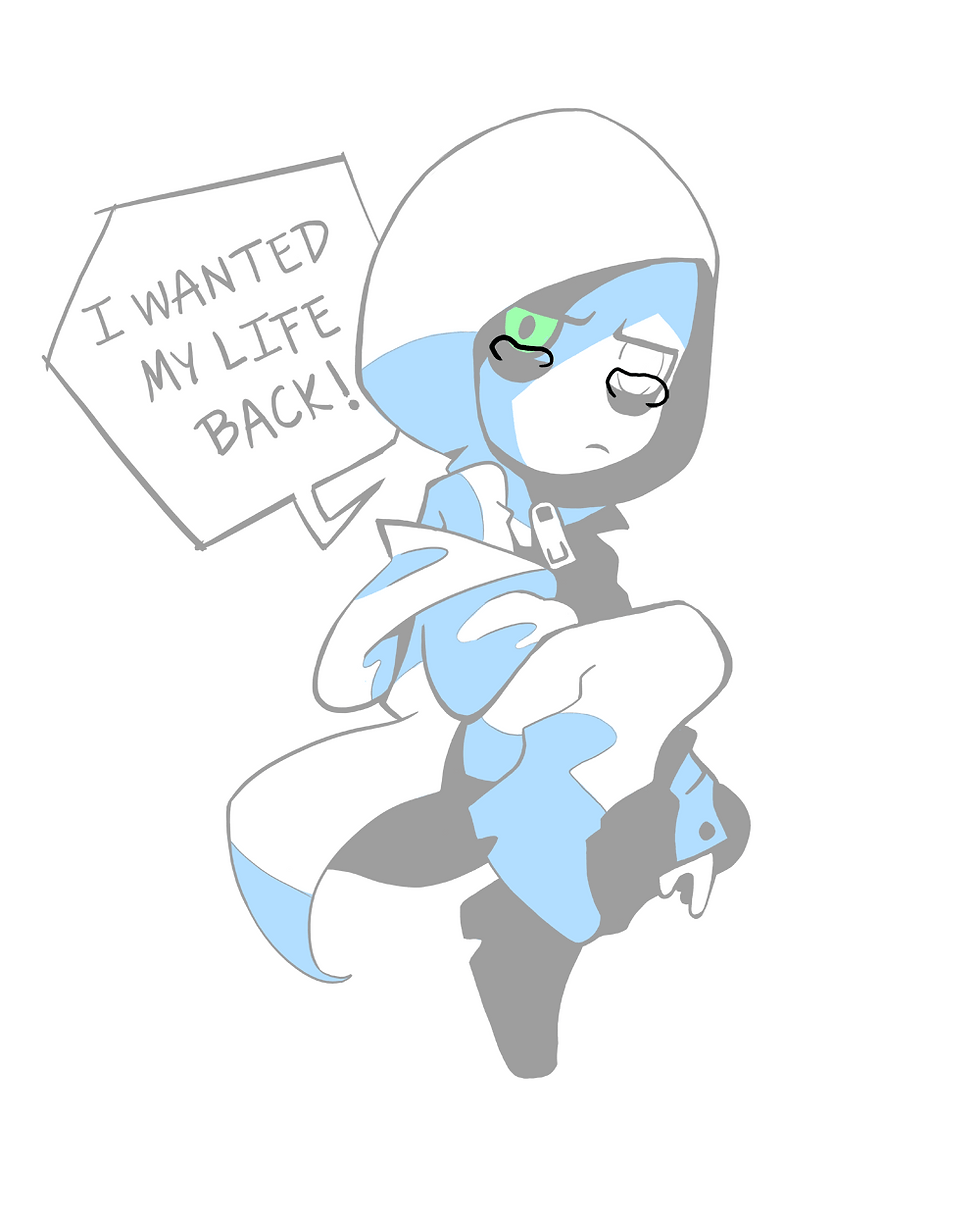 a work in progress of the animated art above, showing rough animation for tears