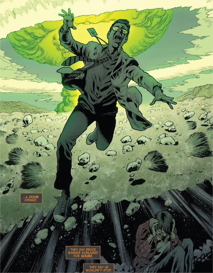 a comics page of Bruce's gamma accident