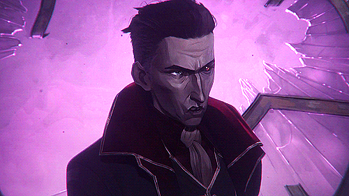an animated gif of Silco being annoyed