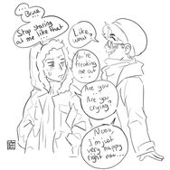 a doodle of MCU Sam and Bruce.
Sam looks at Bruce annoyed and says "... Bruce... Stop staring at me like that..."
Bruce with a dumb smile and a tear in his eye : "like what ?"
Sam "you're freaking me out... Are you... Are you crying ?"
Bruce : "Nooo, I'm just very happy right now..."