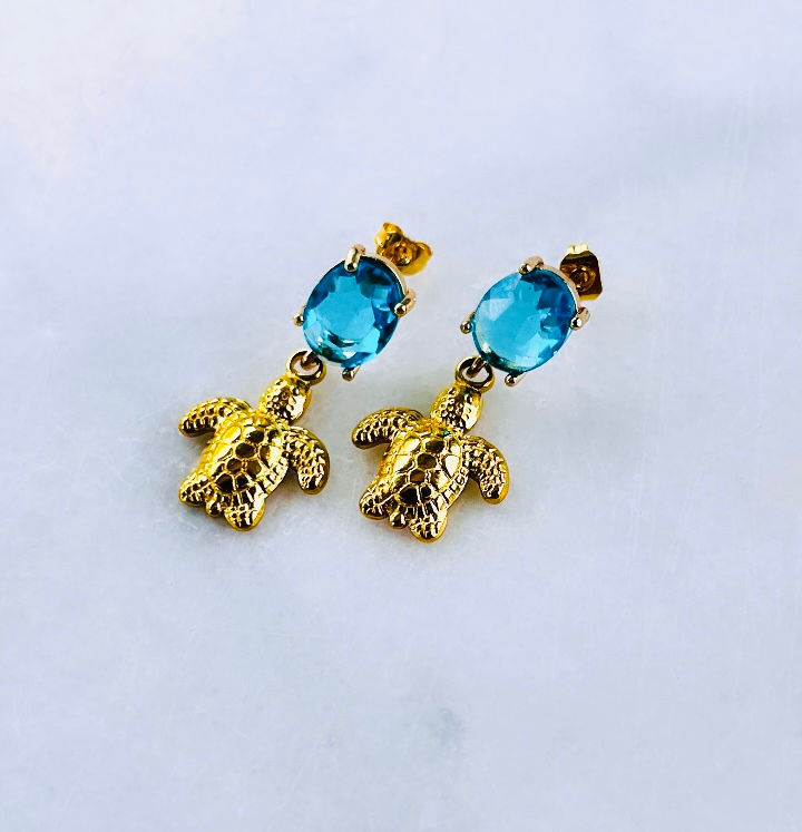 Thumbnail: Blue Turtle Earrings 