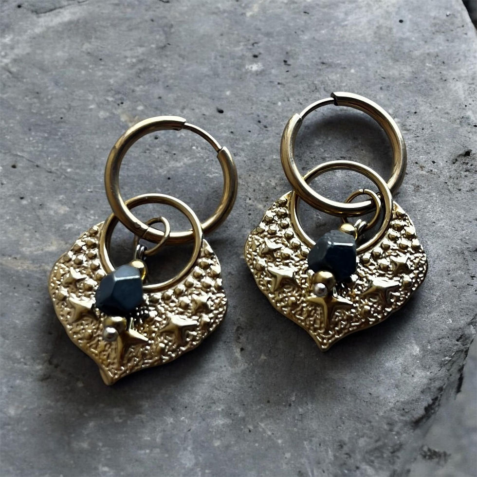 Miniature : Pyrite boho hoops