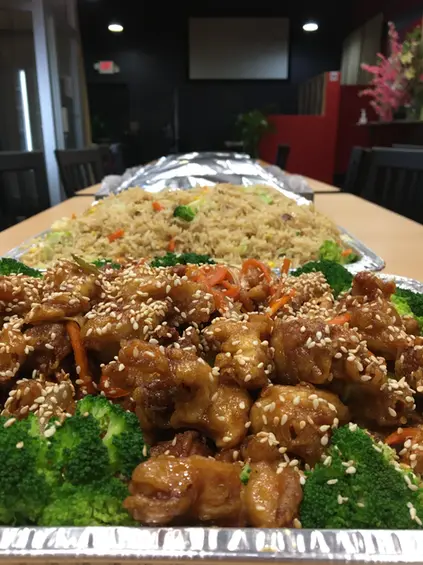 Trays of food for an office catering event