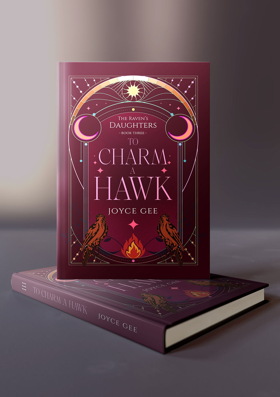 author_joyce gee_the raven's daughters_To Charm a Hawk_Book Mock-up Hard Cover 2.jpg