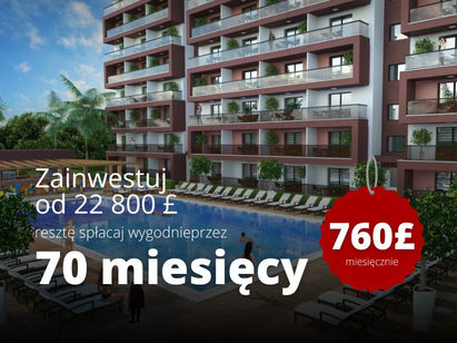 Zainwestuj od 22 800 £ i skorzystaj z 5 rat gratis – resztę spłacaj wygodnie przez 70 miesięcy po 760 £/mc.