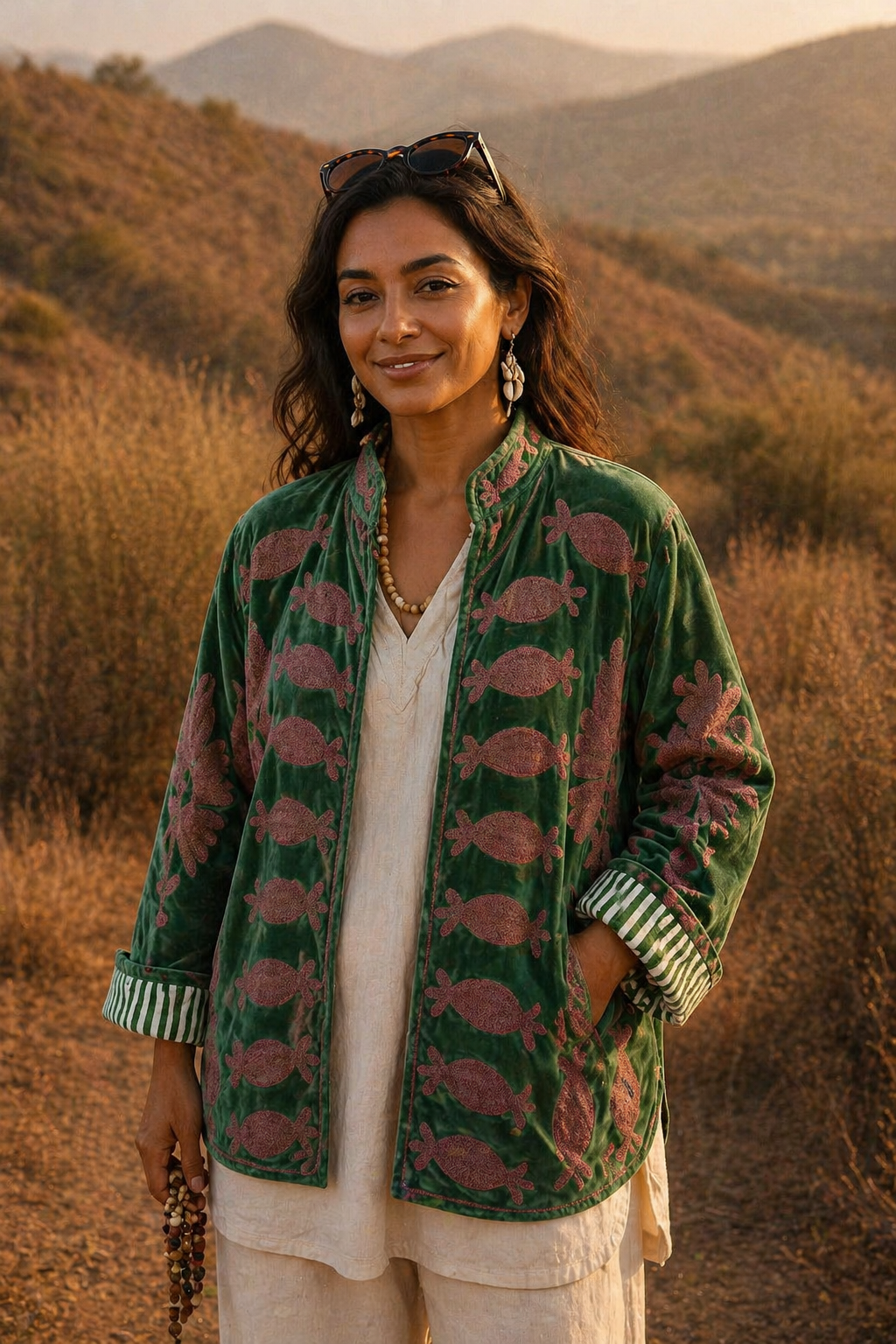 The Emerald Bloom Suzani Jacket