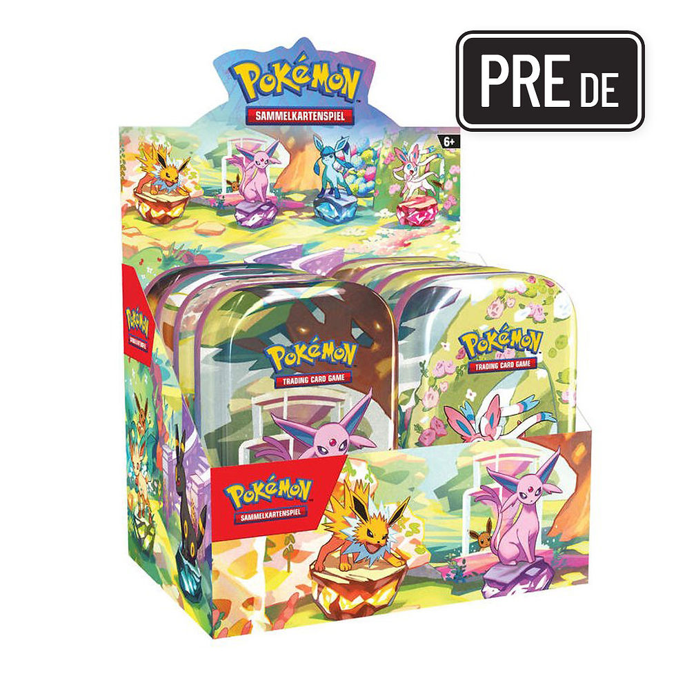 Pokemon TCG Prismatische Entwicklungen Prismatic Evolutions Mini Tin Display Deutsch