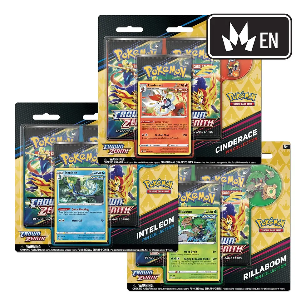 Pokémon Crown Zenith Pin Collection 3er Blister Cinderace Inteleon Rillaboom Englisch