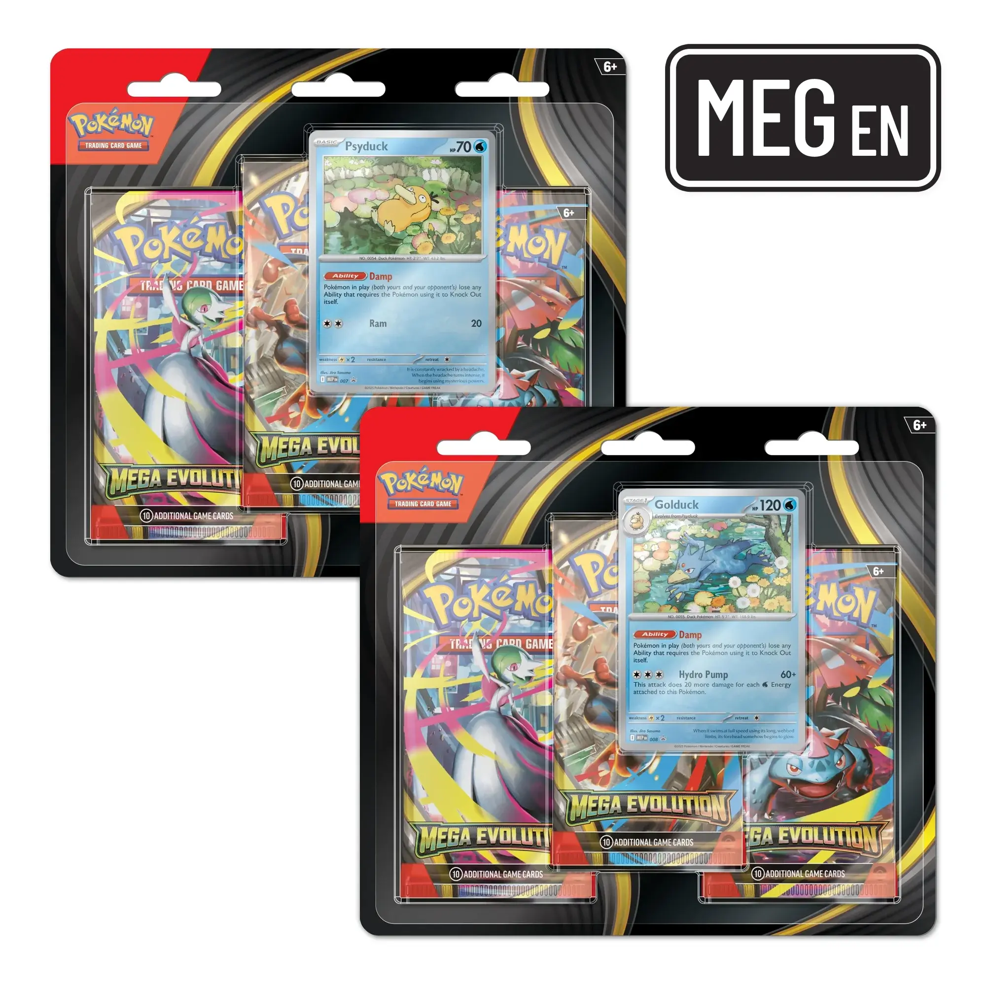 Pokémon Mega Evolution 3er Blister Englisch Psyduck Golduck