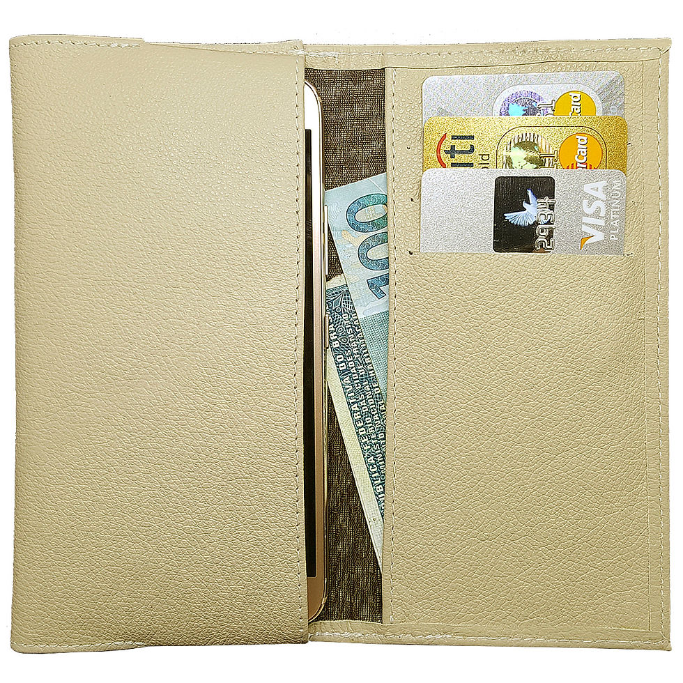 Miniatura: Capa Carteira Sob Medida com Bolso para Celular em Couro Natural Creme