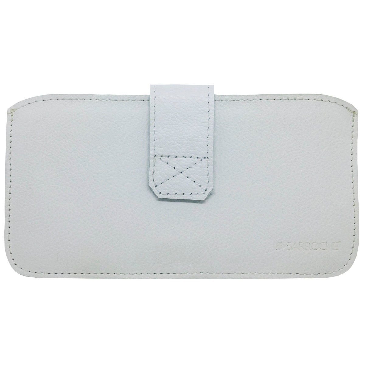 Capa Horizontal Sob Medida em Couro Branco com Alça para Cinto e Presilha