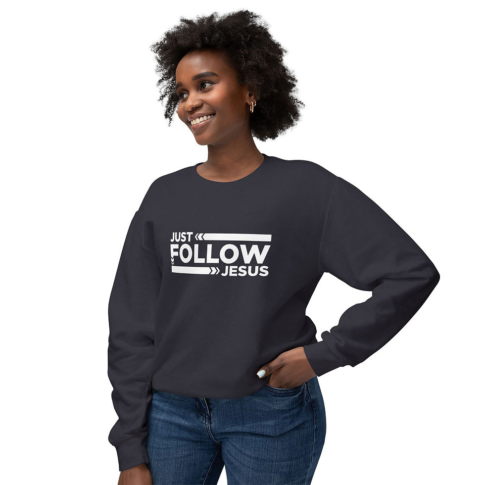 Thumbnail: Just Follow Jesus Crewneck Sweatshirt - Christian Apparel, Unisex Casual Wear
