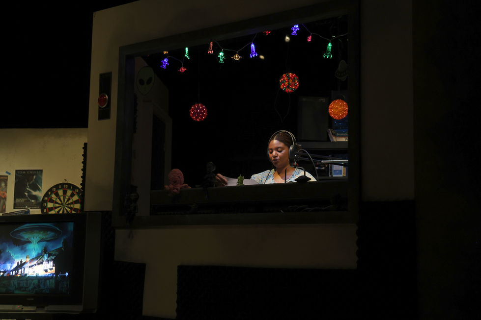 The onstage booth