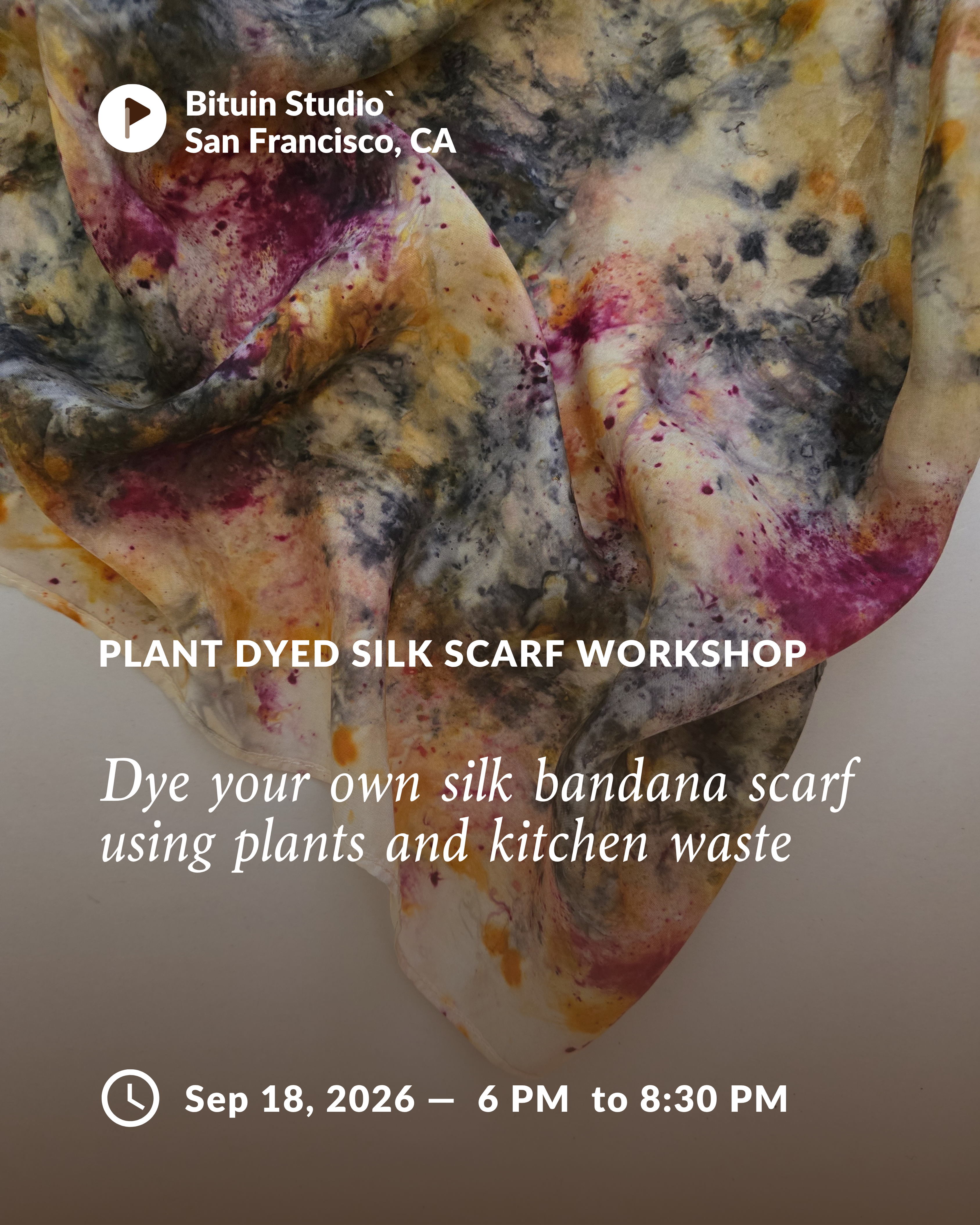 naturally dyed silk bandana scarf workshop (san francsico, ca)