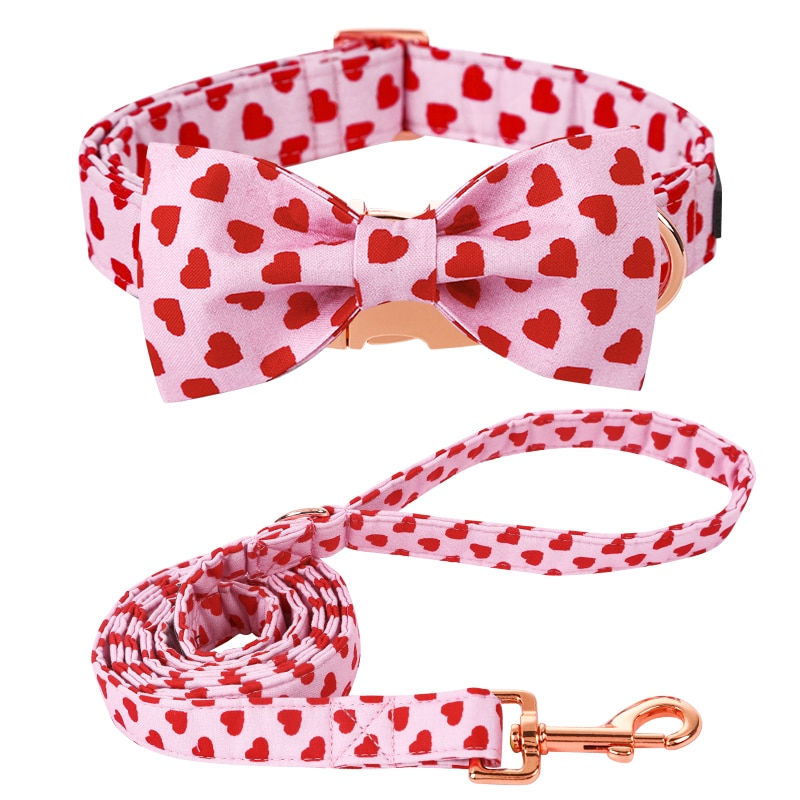 Thumbnail: Valentine Hearts Pet Collar (with Bow & Leash)