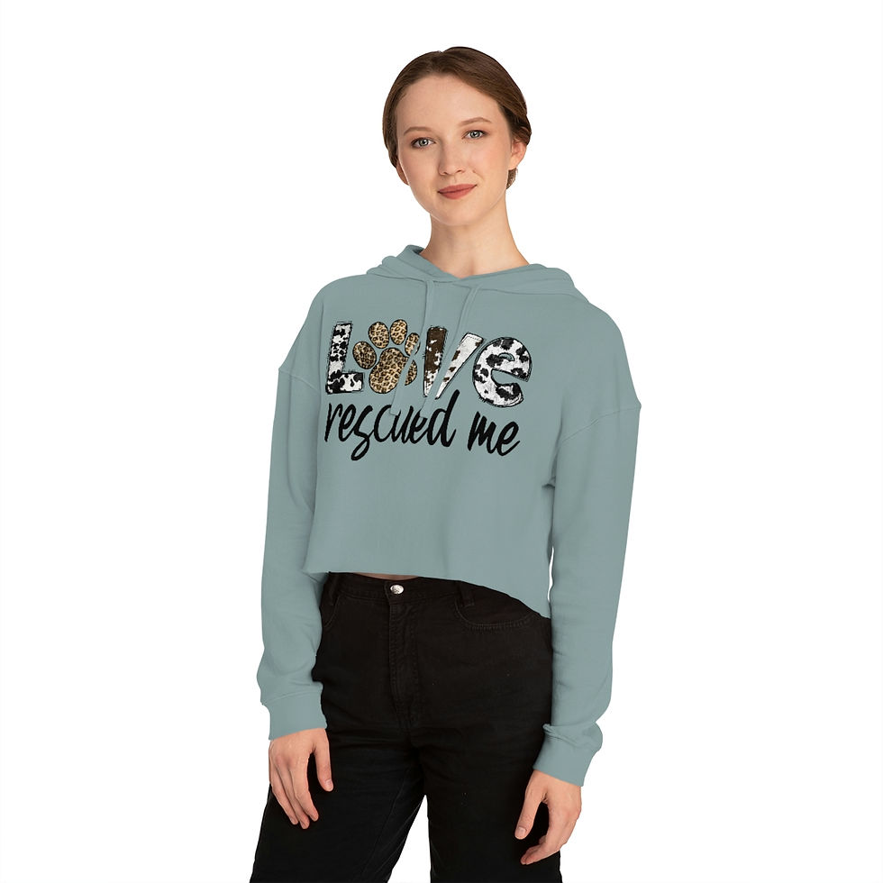 Thumbnail: Love Rescued Me - Women’s Cropped Hooded Sweatshirt