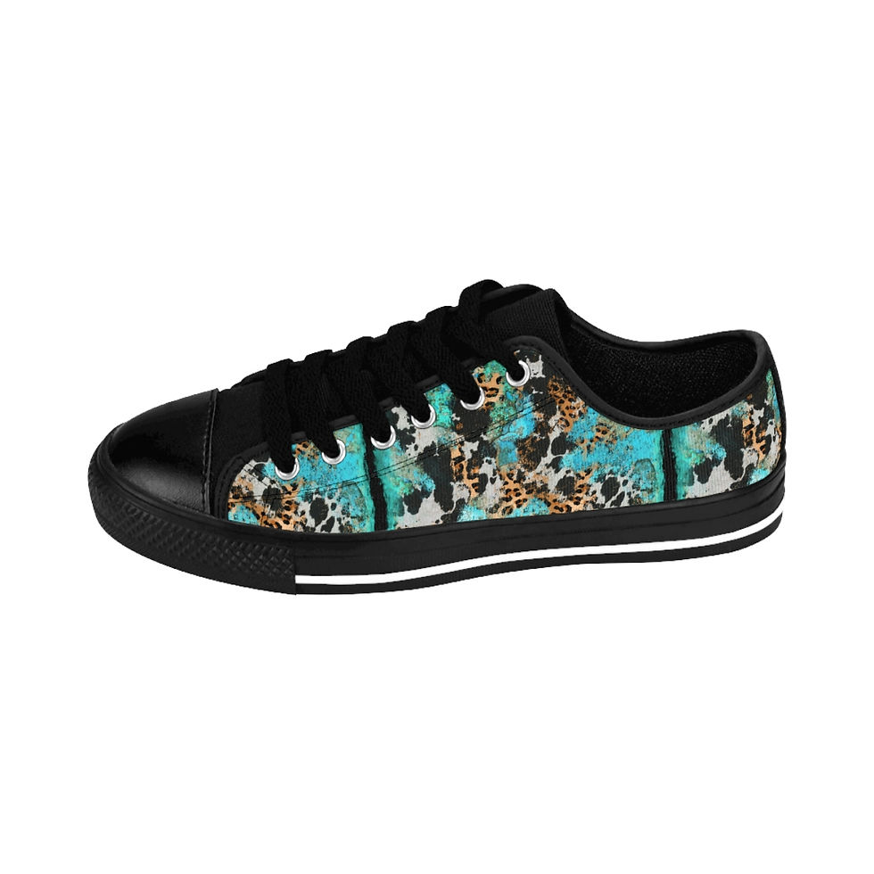 Thumbnail: Turquoise Cowhide & Leopard - Men's Sneakers