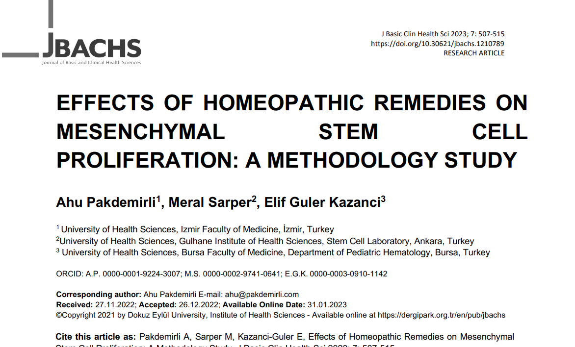 Efeitos dos remédios homeopáticos nas células-tronco