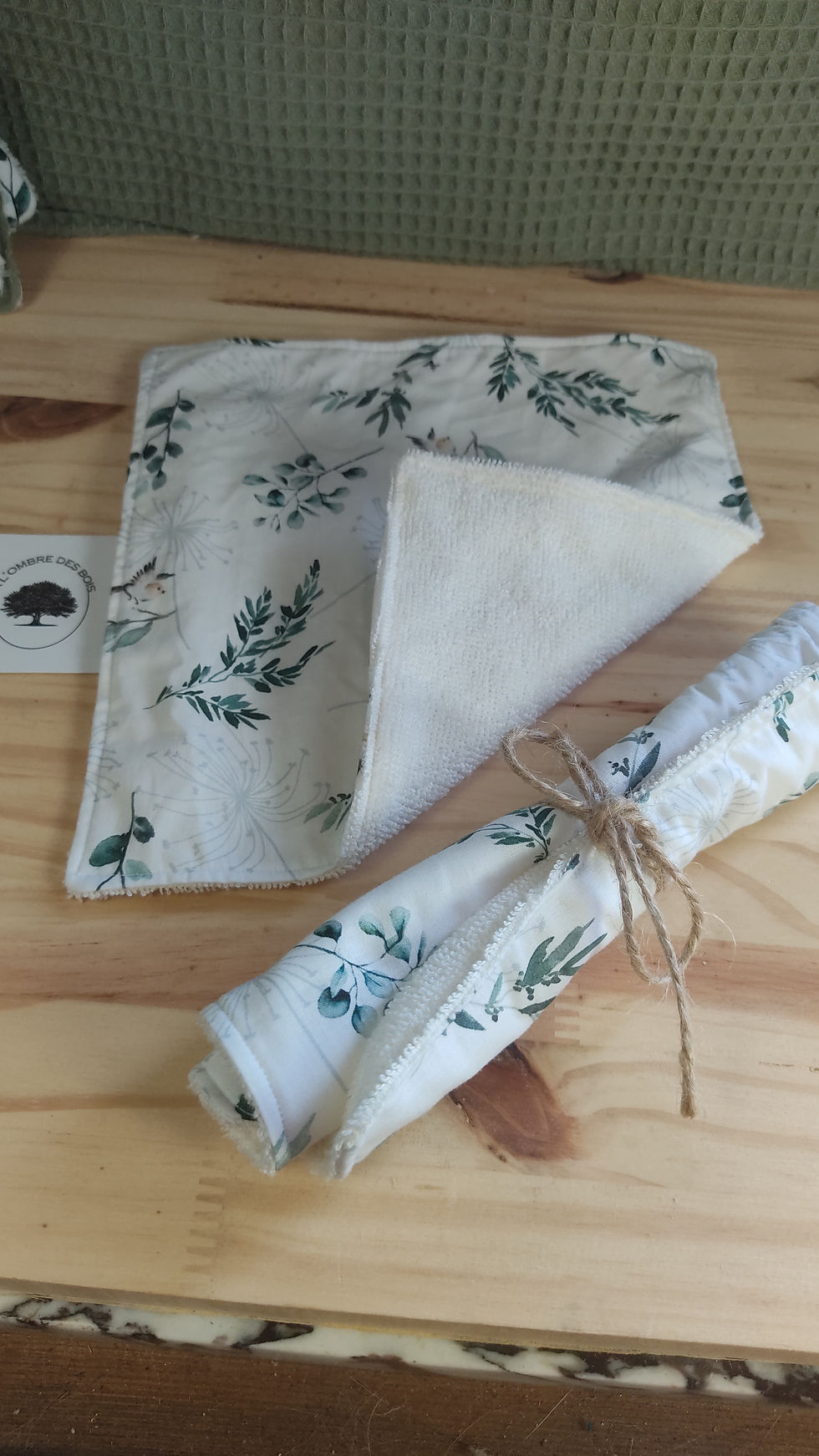 Maxi Lingette soin du visage en bambou doux et coton, Sauge, A l'Ombre des Bois