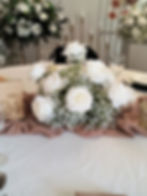 White Rose and Baby's Breath Centerpiece Topper