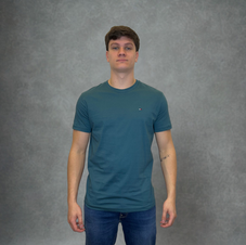 Homem vestindo Camiseta Tommy Hilfiger Masculina Verde Clássica - Lojas Via Condotti Porto Alegre e Canoas
