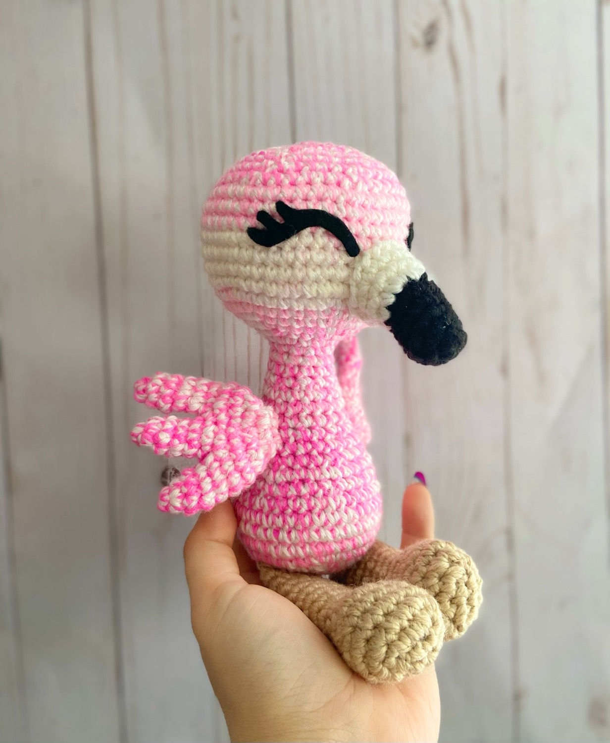 Sparkly flamingo made from Kaytedids pattern
