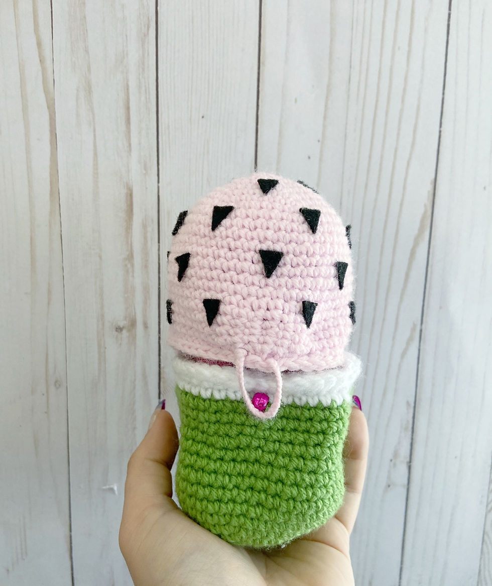 Thumbnail: Watermelon hatching turtle made from Kaytedids hatching turtle pattern 