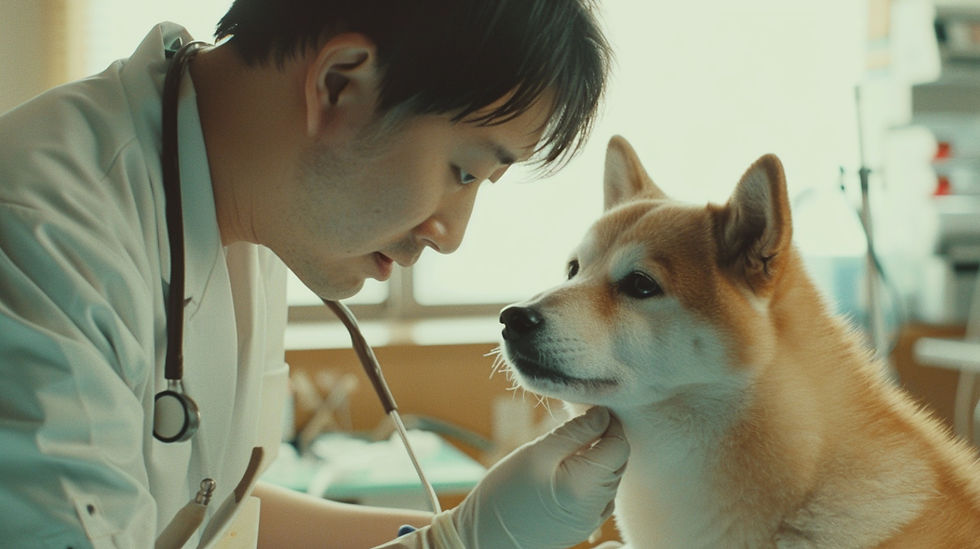 わんちゃんと獣医師